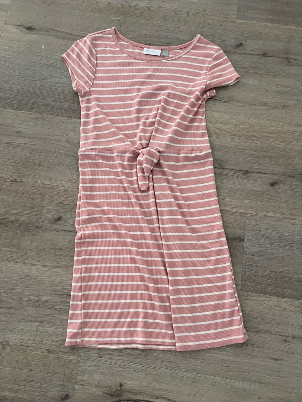 The Children's Place Rose and White Striped Knot-Front Midi Dress